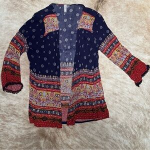 Bohemian Patterned Open Cardigan Medium